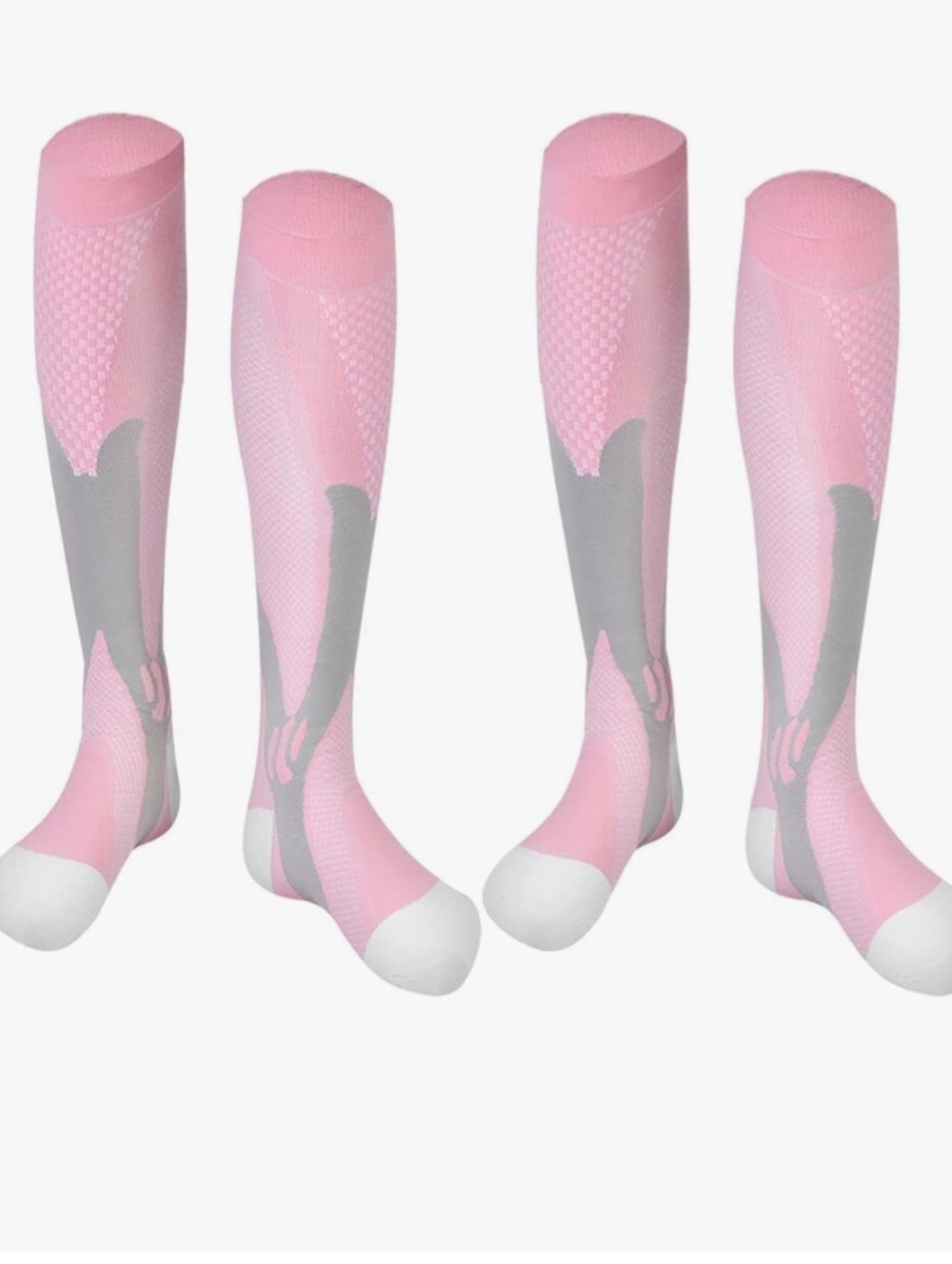 2 Pairs Pink 20-30mmHG Compression Knee-High Socks Size XXL see Chart